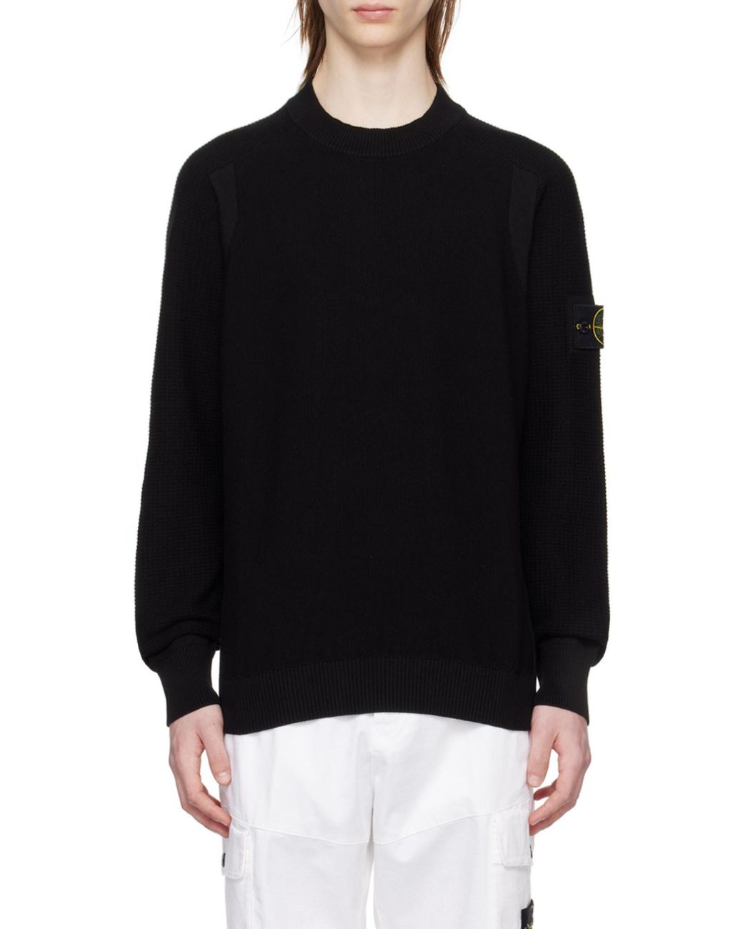 Stone Island Black Logo Patch Knitted Jumper for men