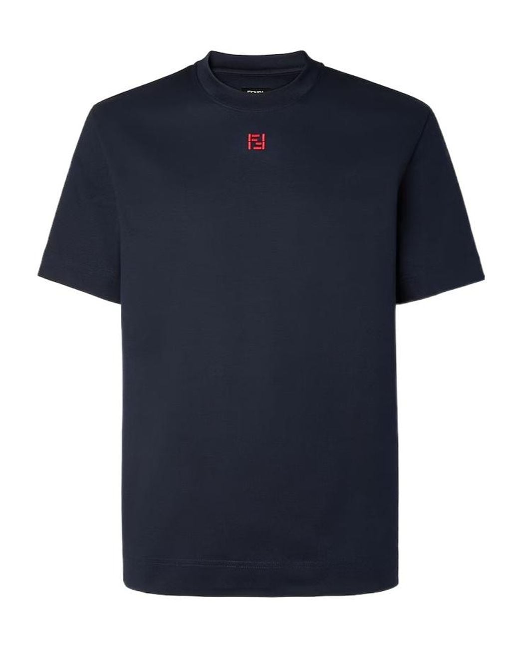 Fendi Blue Ff Embroidered Crewneck T-Shirt for men
