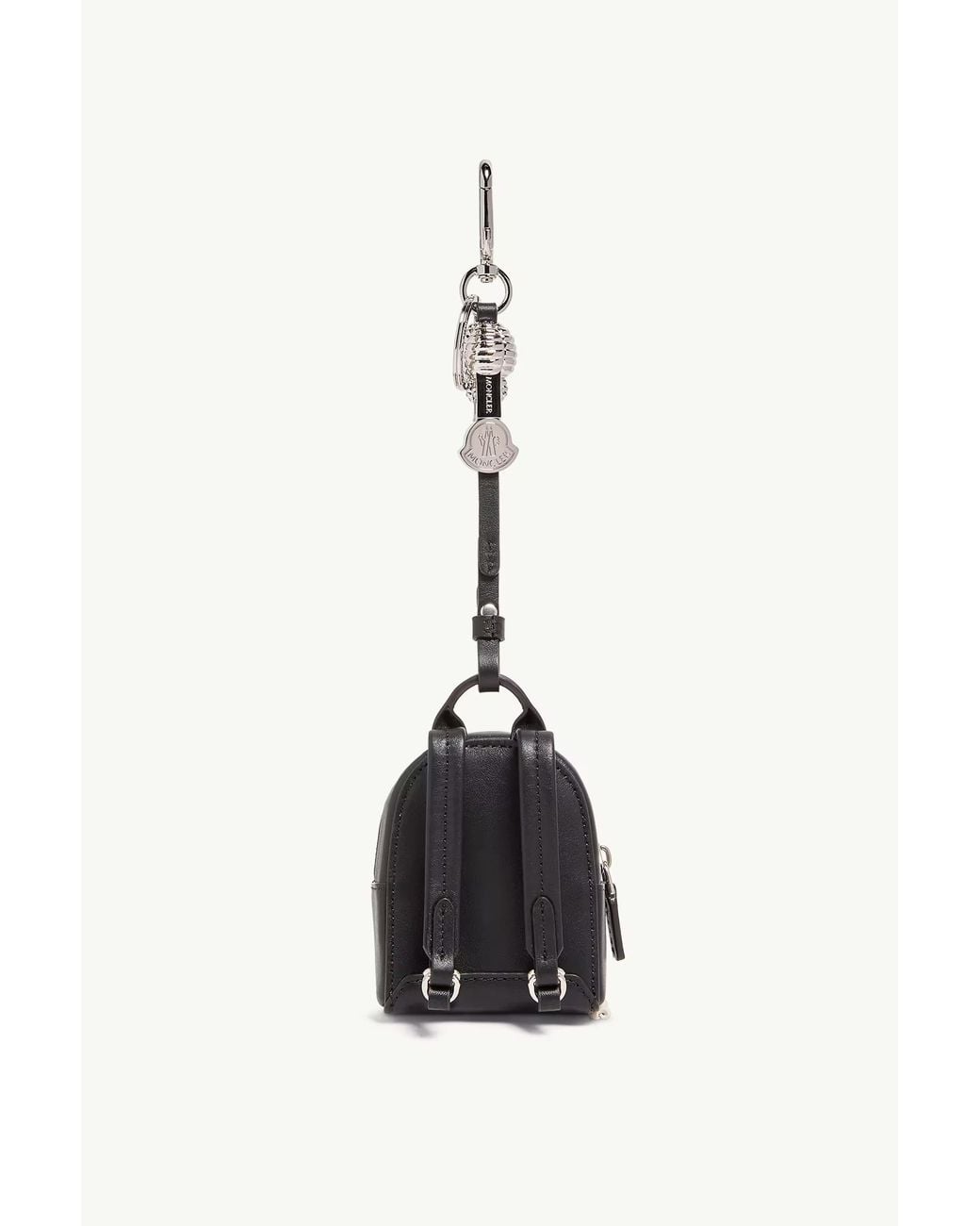 Moncler White Mini Backpack Keyring for men