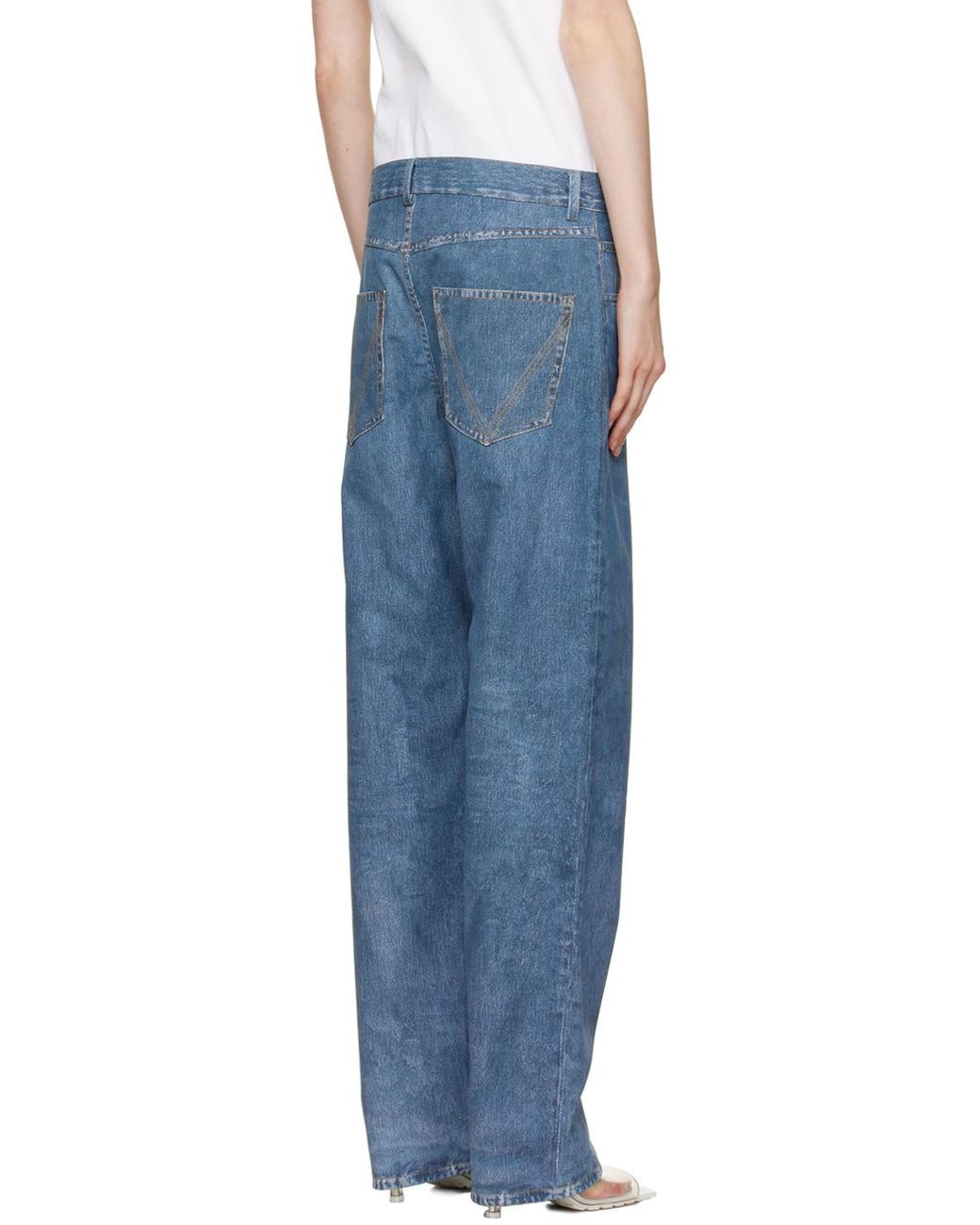 Bottega Veneta Blue Straight-Leg Leather Jeans