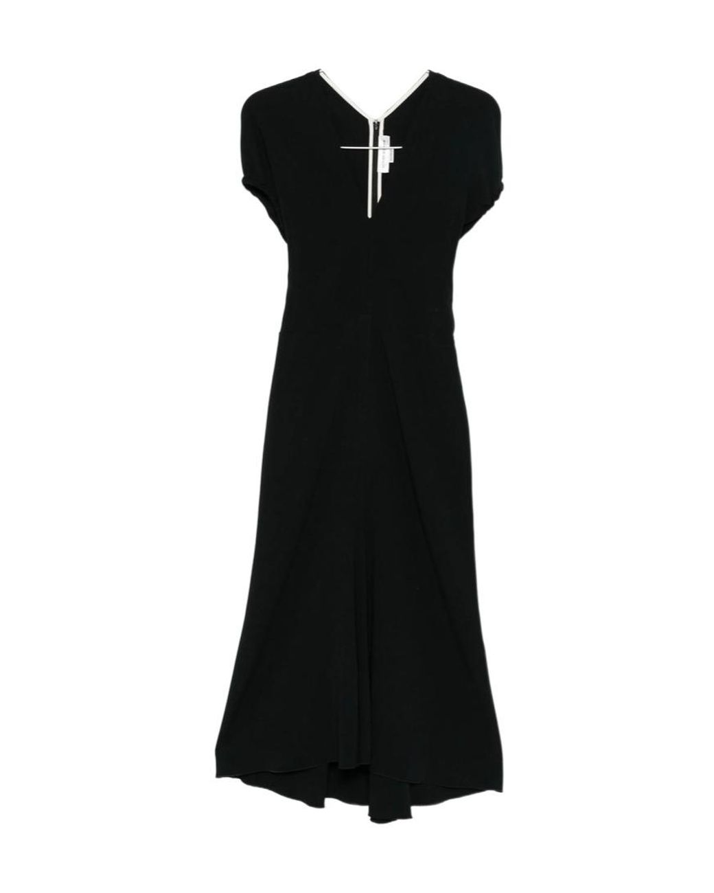 Victoria Beckham Black Edith V-Neck Midi Dress