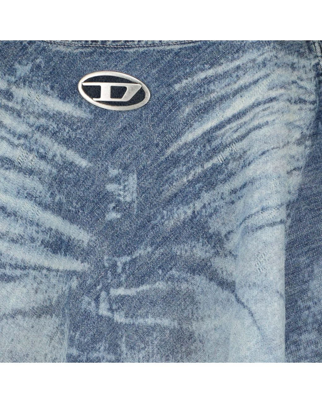 DIESEL Blue De Annet Logo Plaque Flared Skirt