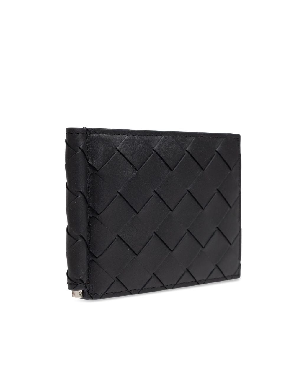 Bottega Veneta Black Intrecciato Bill Clip Wallet for men