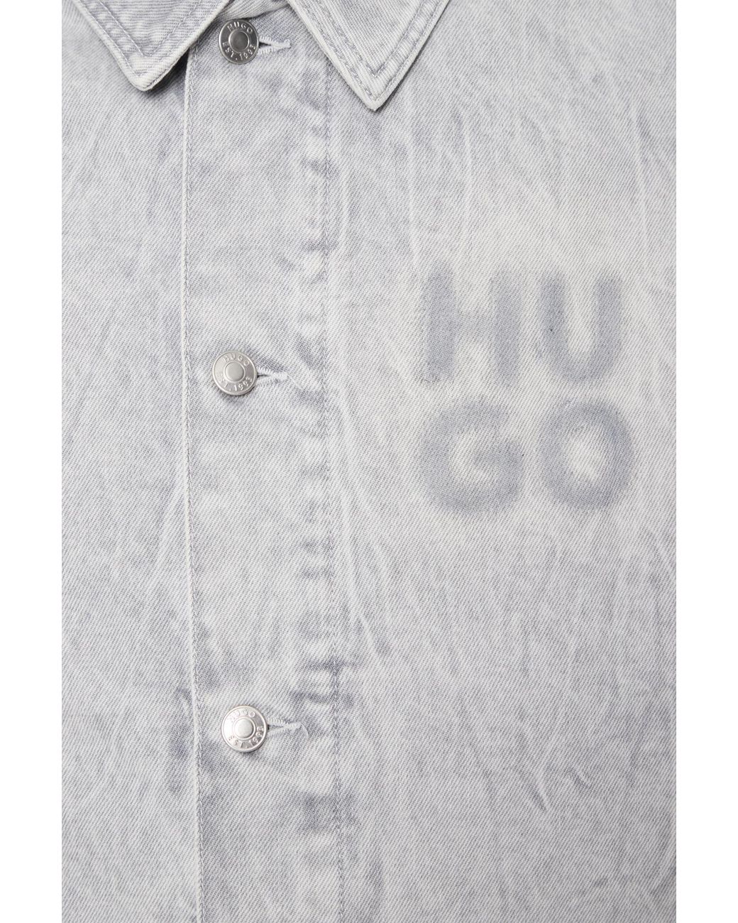 Boss Gray Logo-Embellished Denim Jacket for men