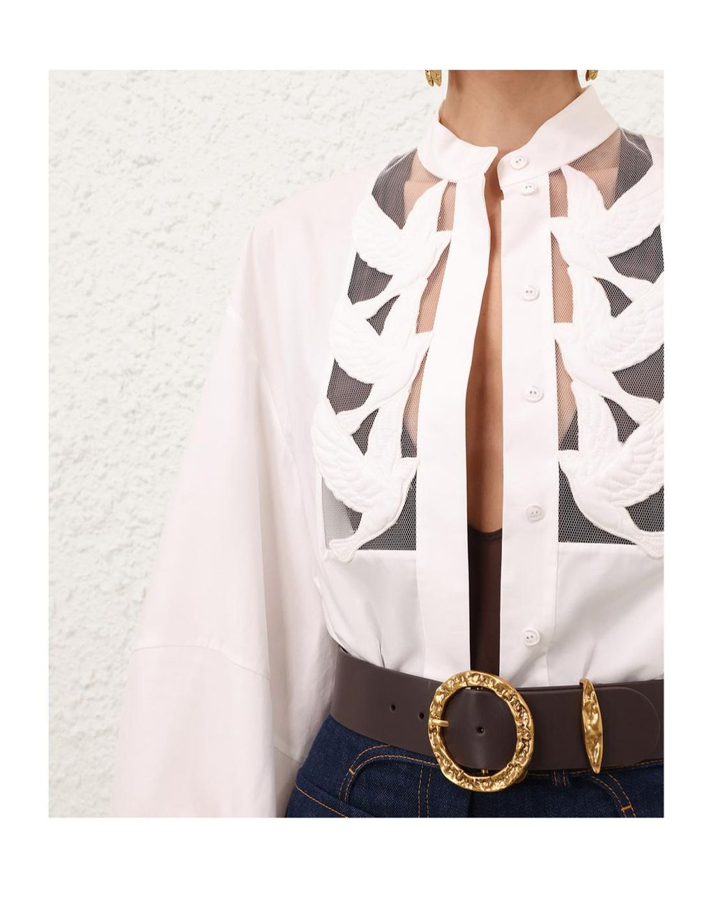 Zimmermann White Luna Appliqué Cutout Blouse