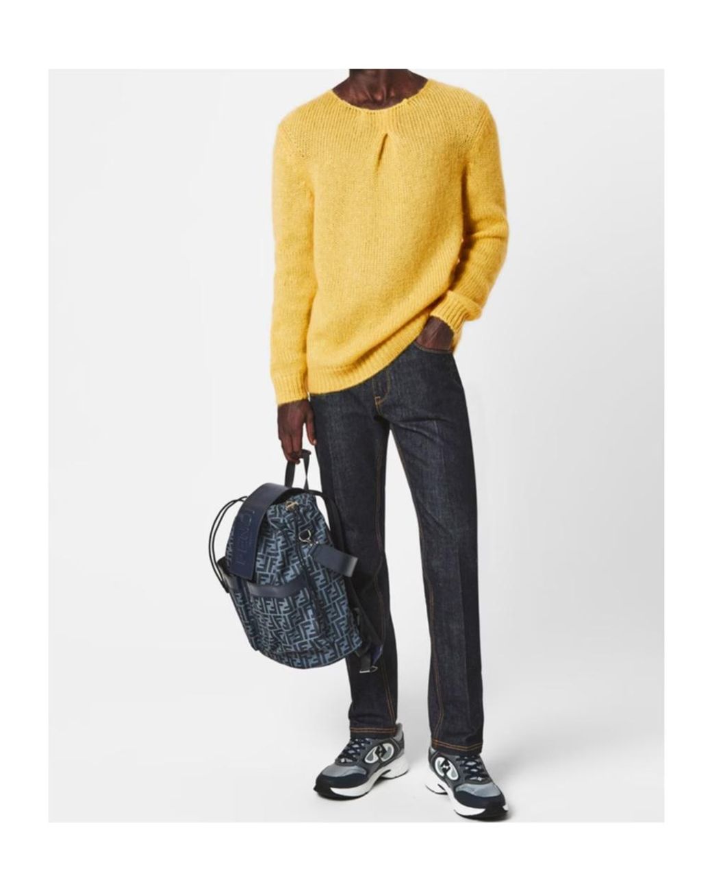Fendi Yellow Crewneck Sweater for men