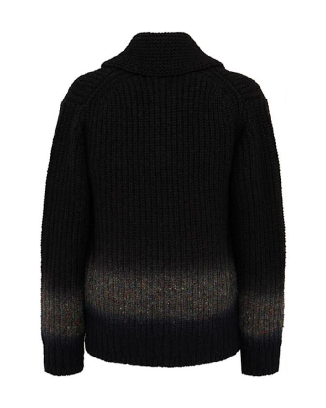 Sacai Black Garment Dyed Wool Knit Cardigan for men