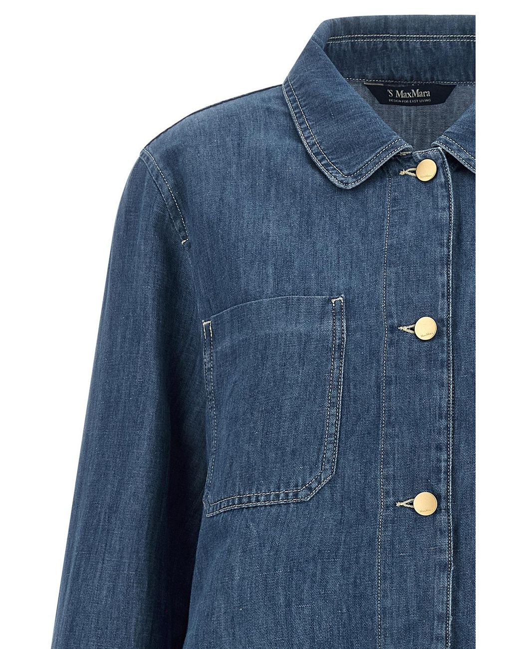 Max Mara Blue Cotton And Linen Denim Jacket