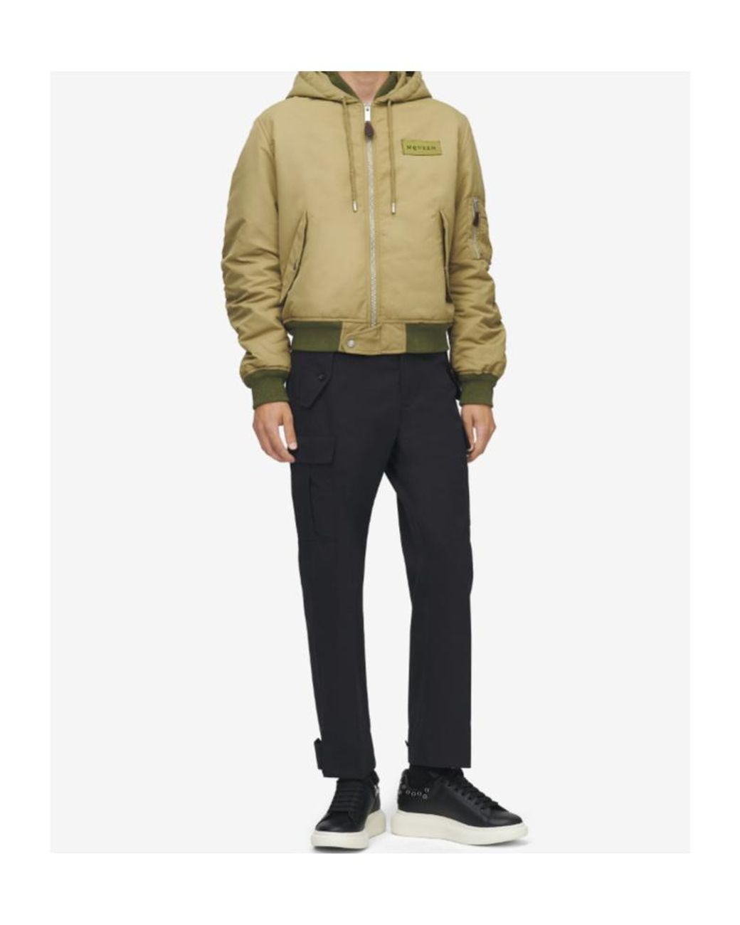 McQueen Green Logo Appliqué Bomber Jacket for men