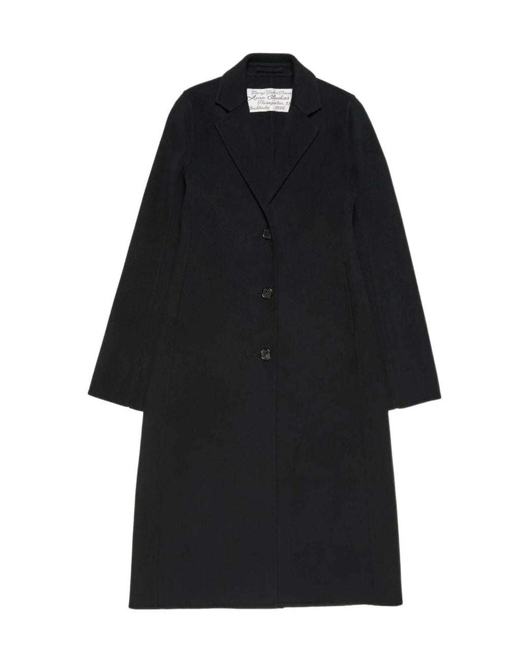 Acne Black Single Breasted Long Coat