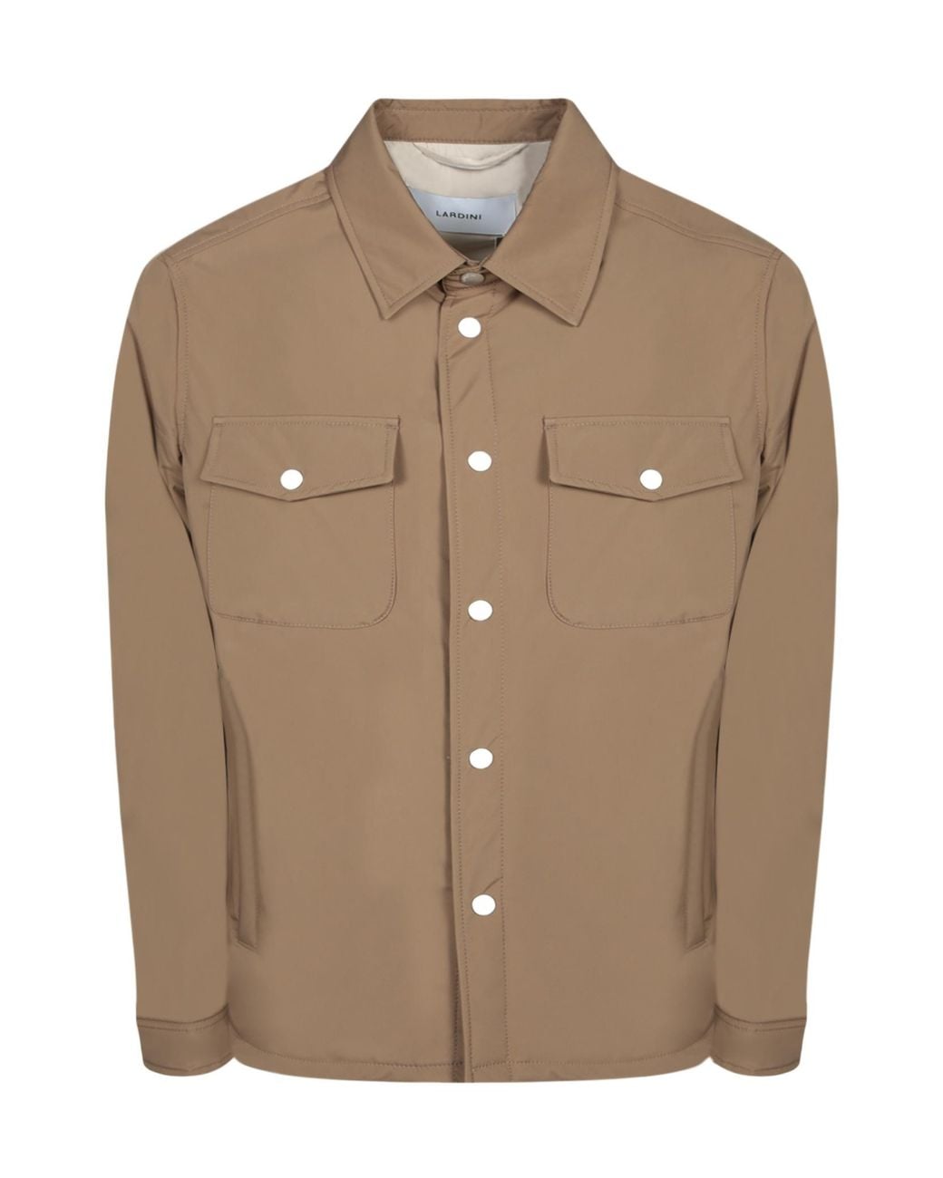 Lardini Brown Long Sleeved Press-Stud Overshirt for men