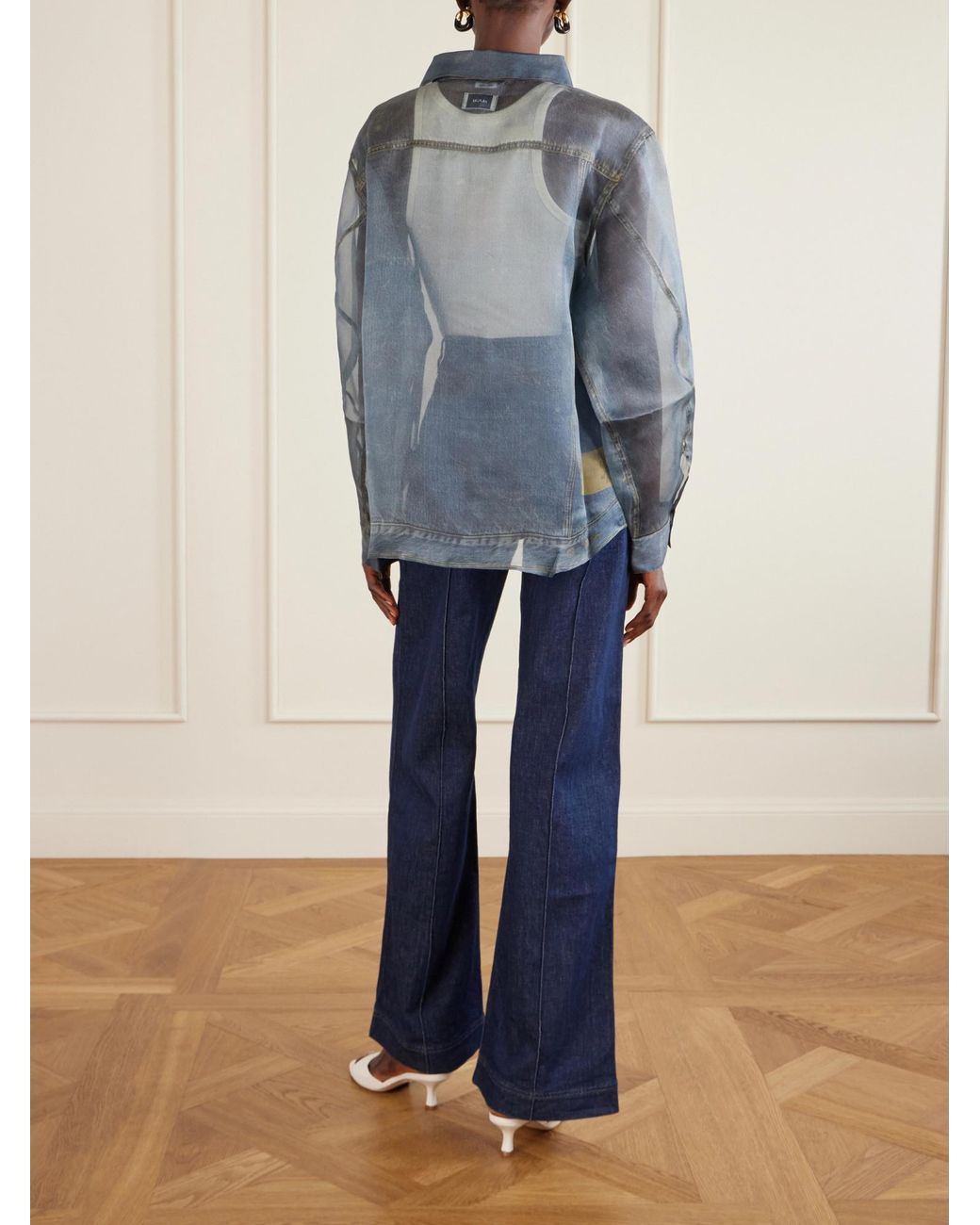 Haikure Blue Denim Printed Long Sleeve Shirt