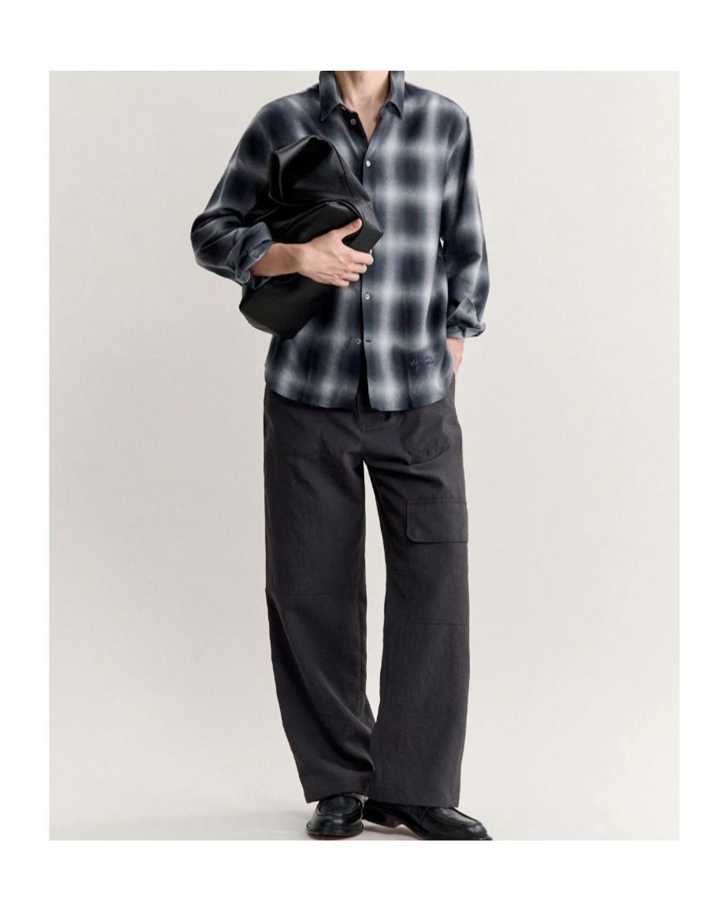 Maison Kitsuné Gray Gradient Check Casual Shirt for men