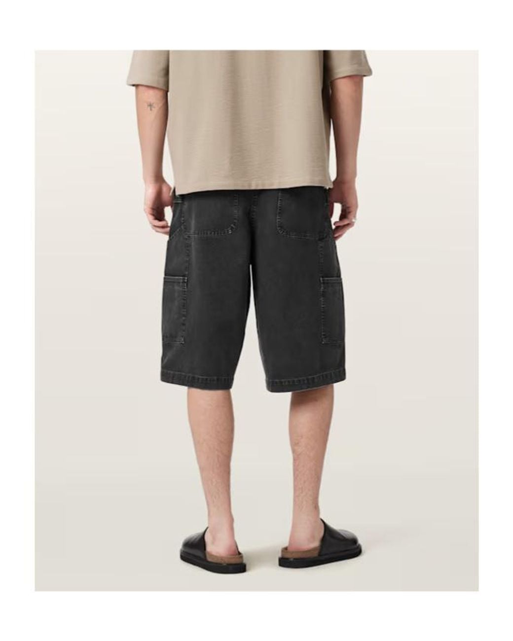 AllSaints Black Jackson Relaxed Fit Cotton Shorts for men