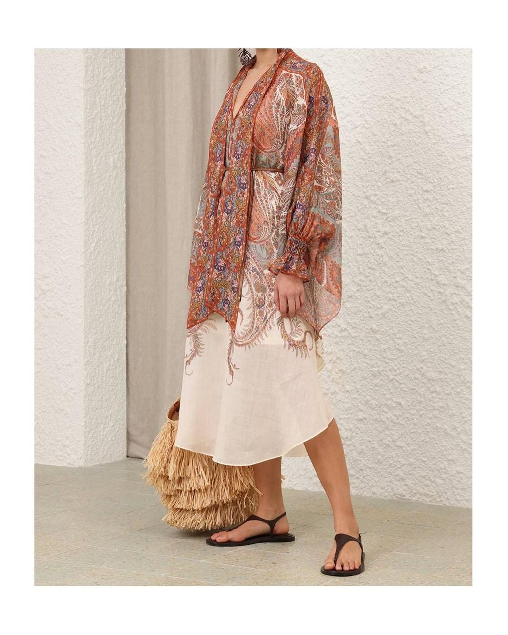Zimmermann Multicolor Rhiannon Belted Midi Dress