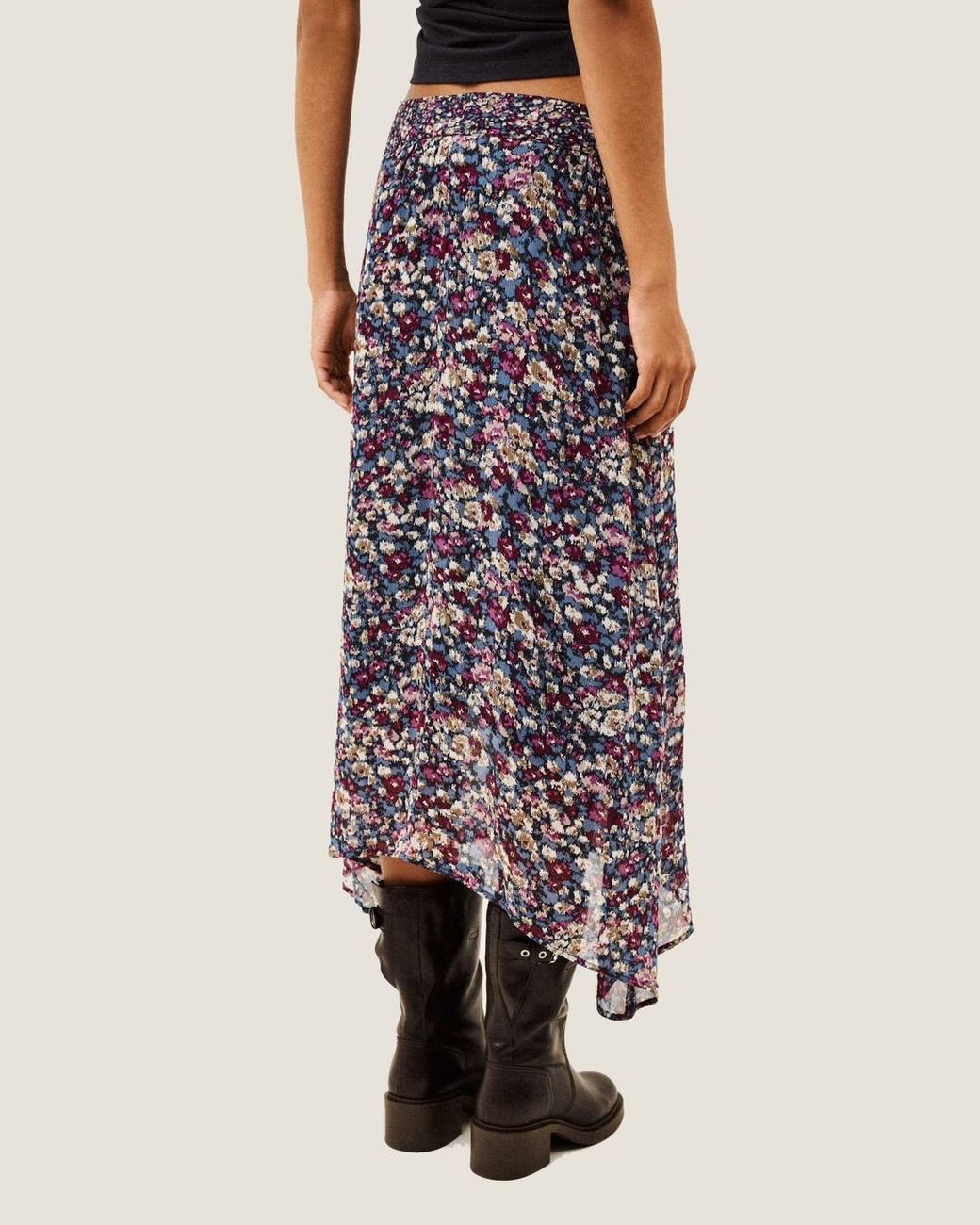 Ba&sh Blue Klap Floral-Print Asymmetric Skirt