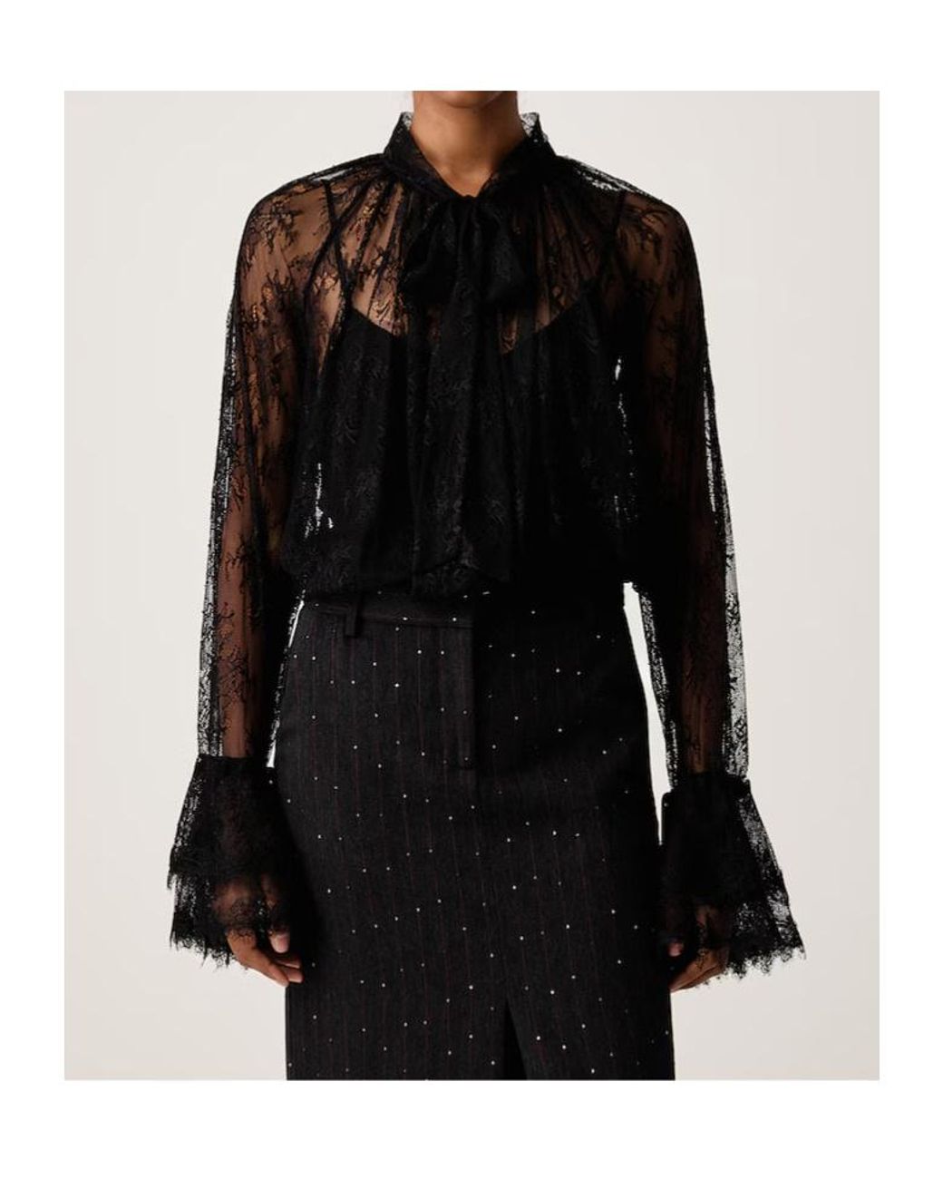 ERMANNO FIRENZE Black Lace Shirt With Ties