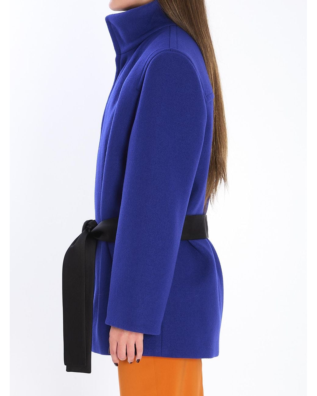 Saint Laurent Blue Boxy Belted Coat