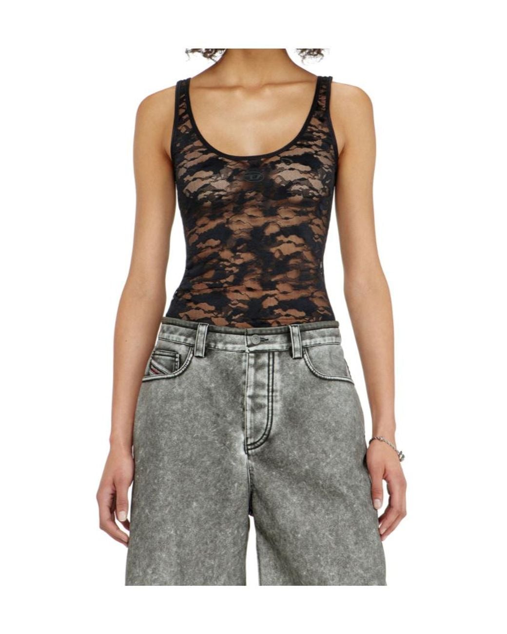 DIESEL Black Lily-Utlt Patterned Tank Top