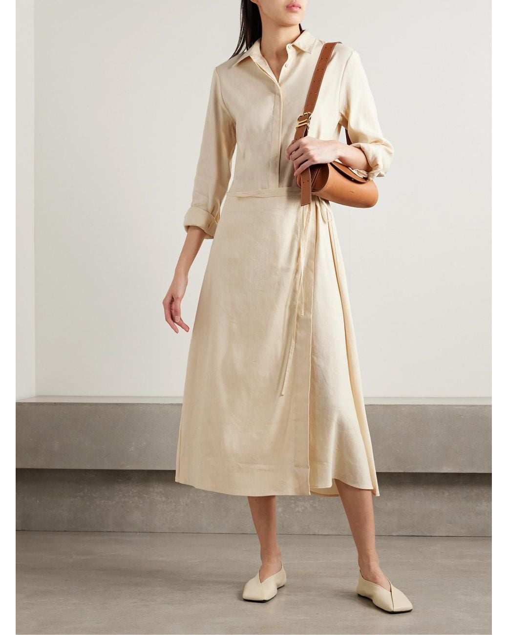 Proenza Schouler Natural Lato Linen-Blend Midi Wrap Dress