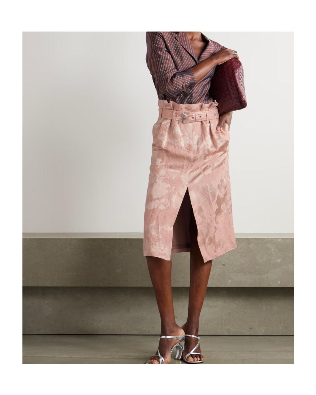 Dries Van Noten Pink Slit Midi Skirt