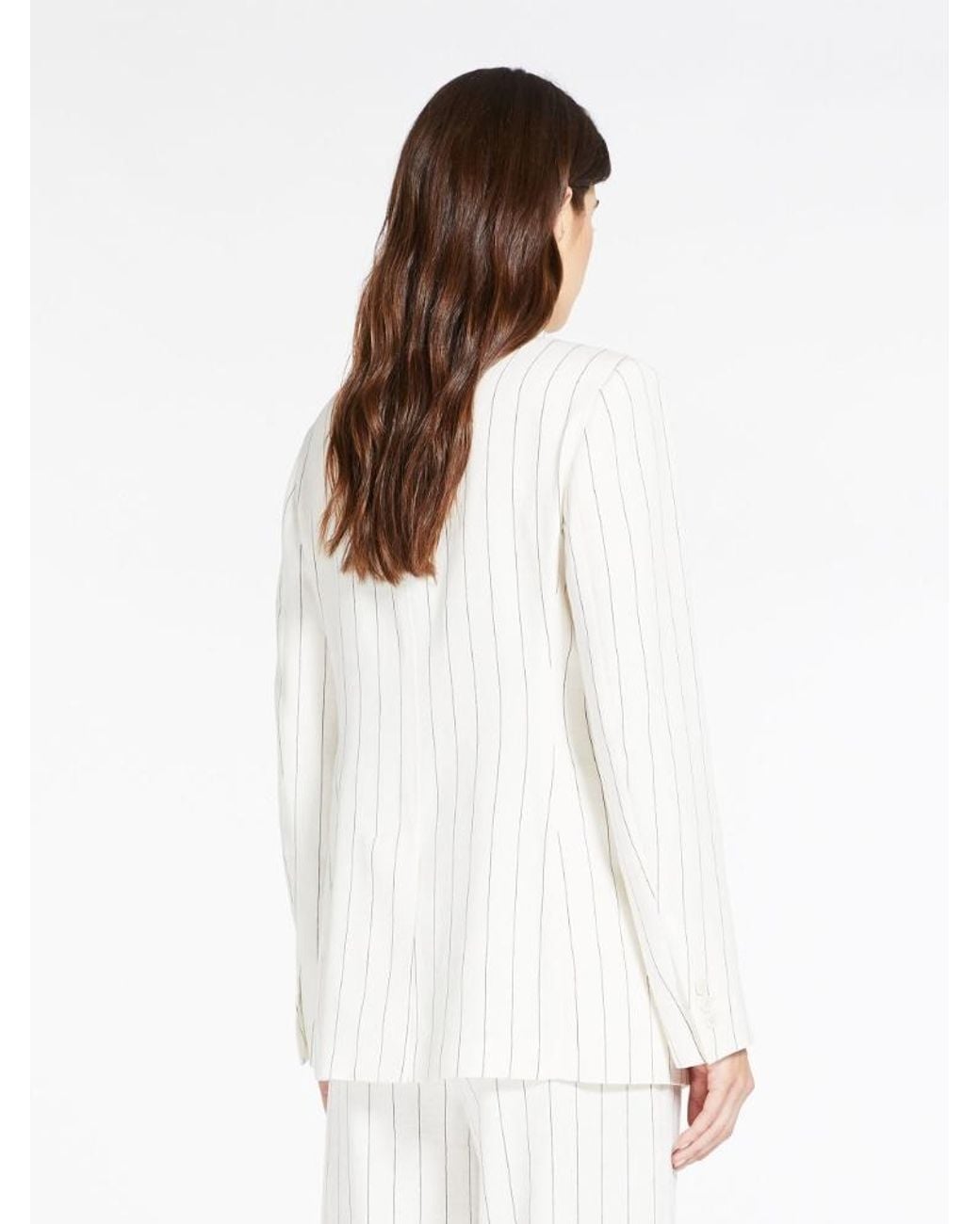 Max Mara White Stripe-Pattern Blazer