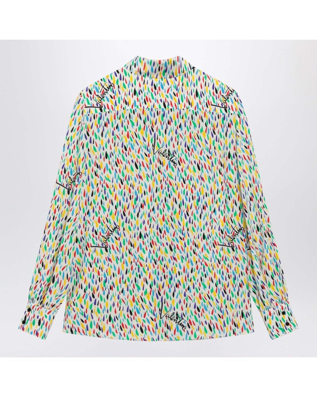 Valentino Green All-Over Printed Straight Hem Shirt