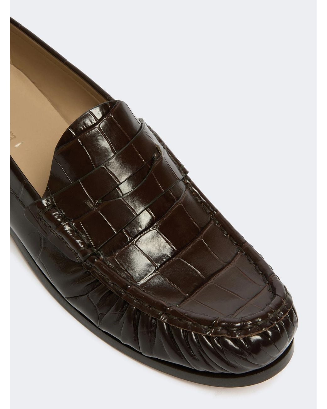 Max Mara Black Crocodile-Embossed Loafers