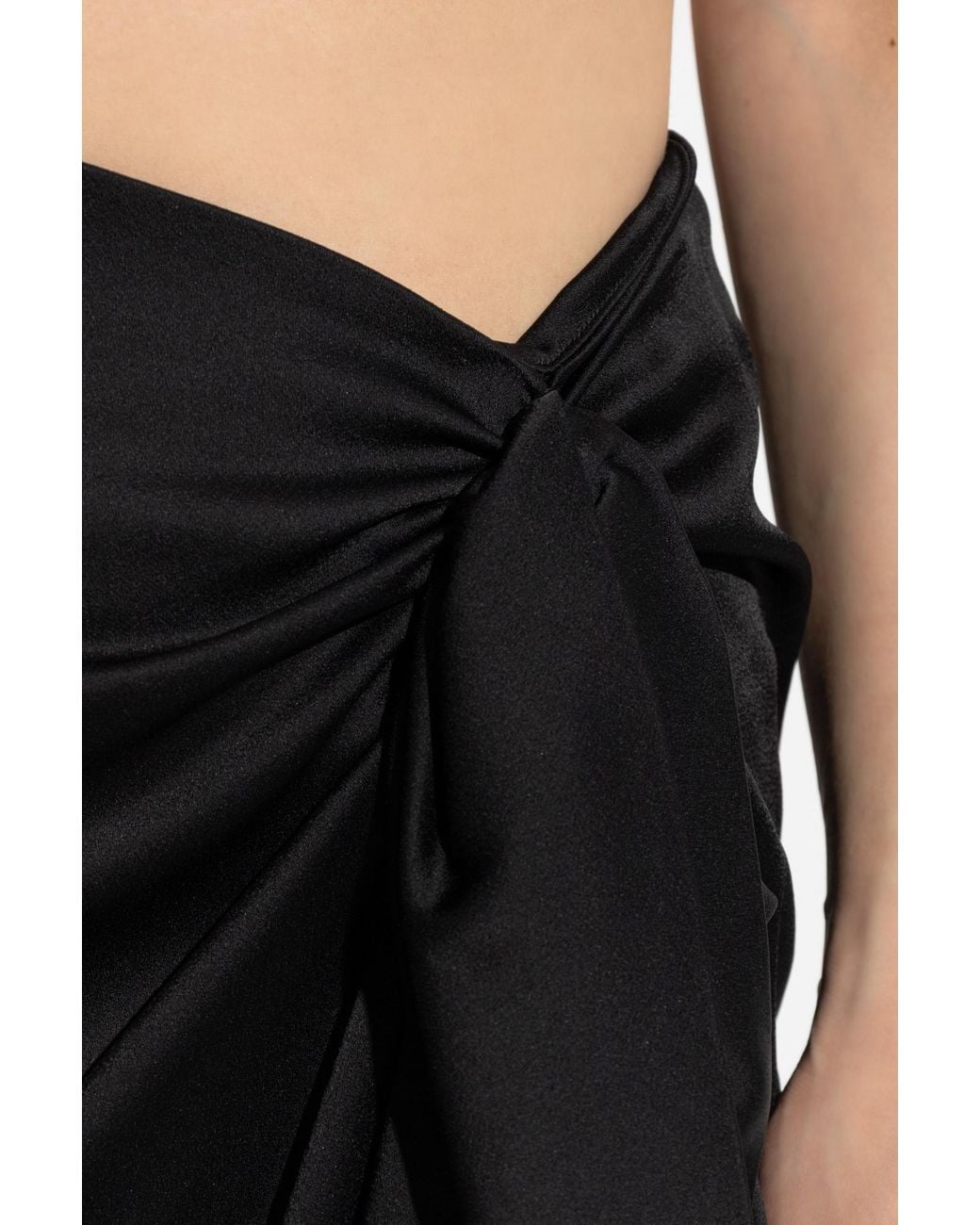 Stella McCartney Black Gathered Satin Midi Skirt