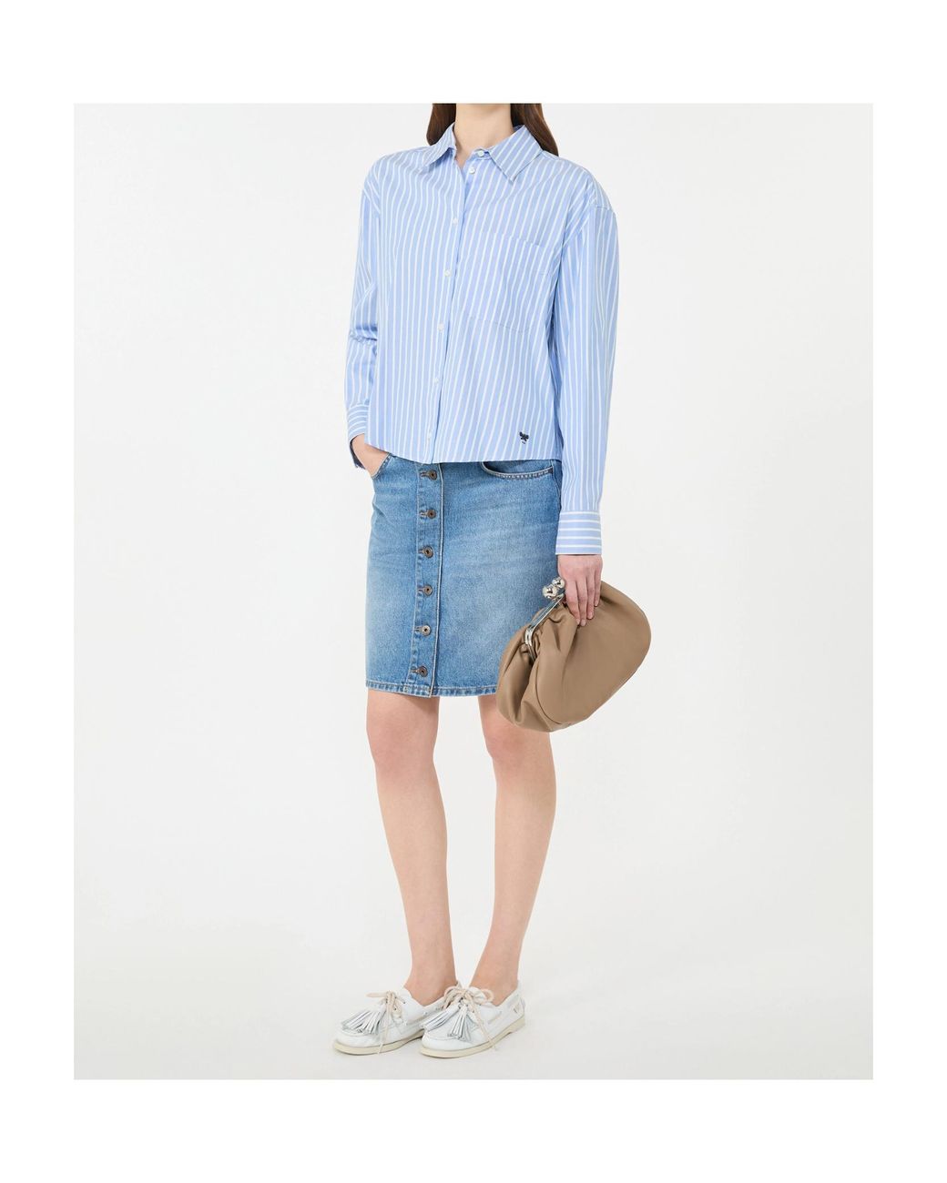 Weekend by Maxmara Blue Cartone Striped Oxford Shirt
