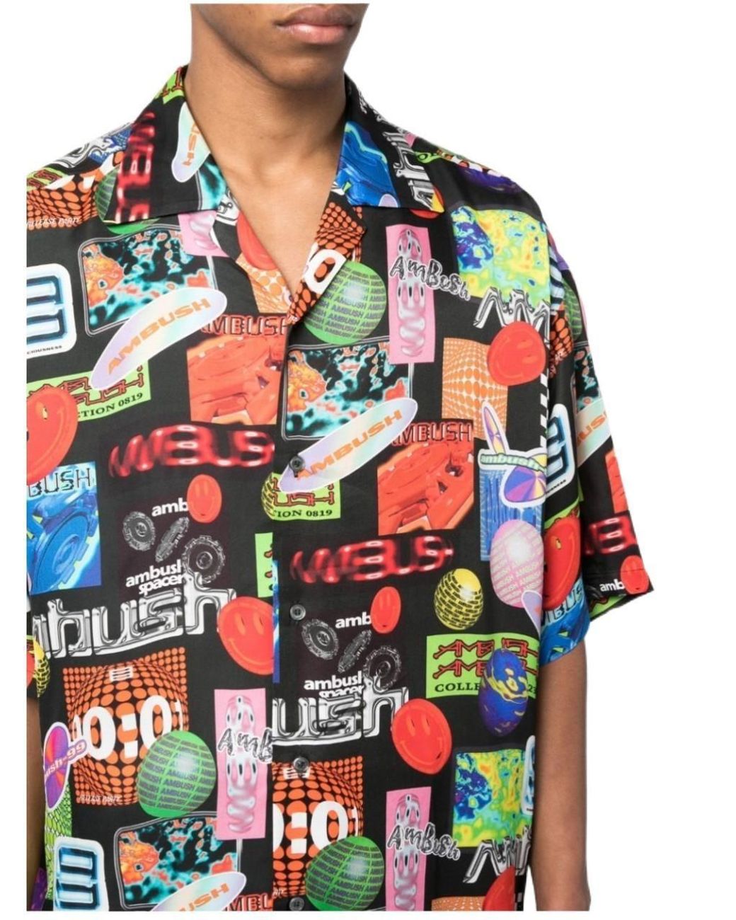 Ambush Gray Abstract-Pattern Buttoned Shirt for men