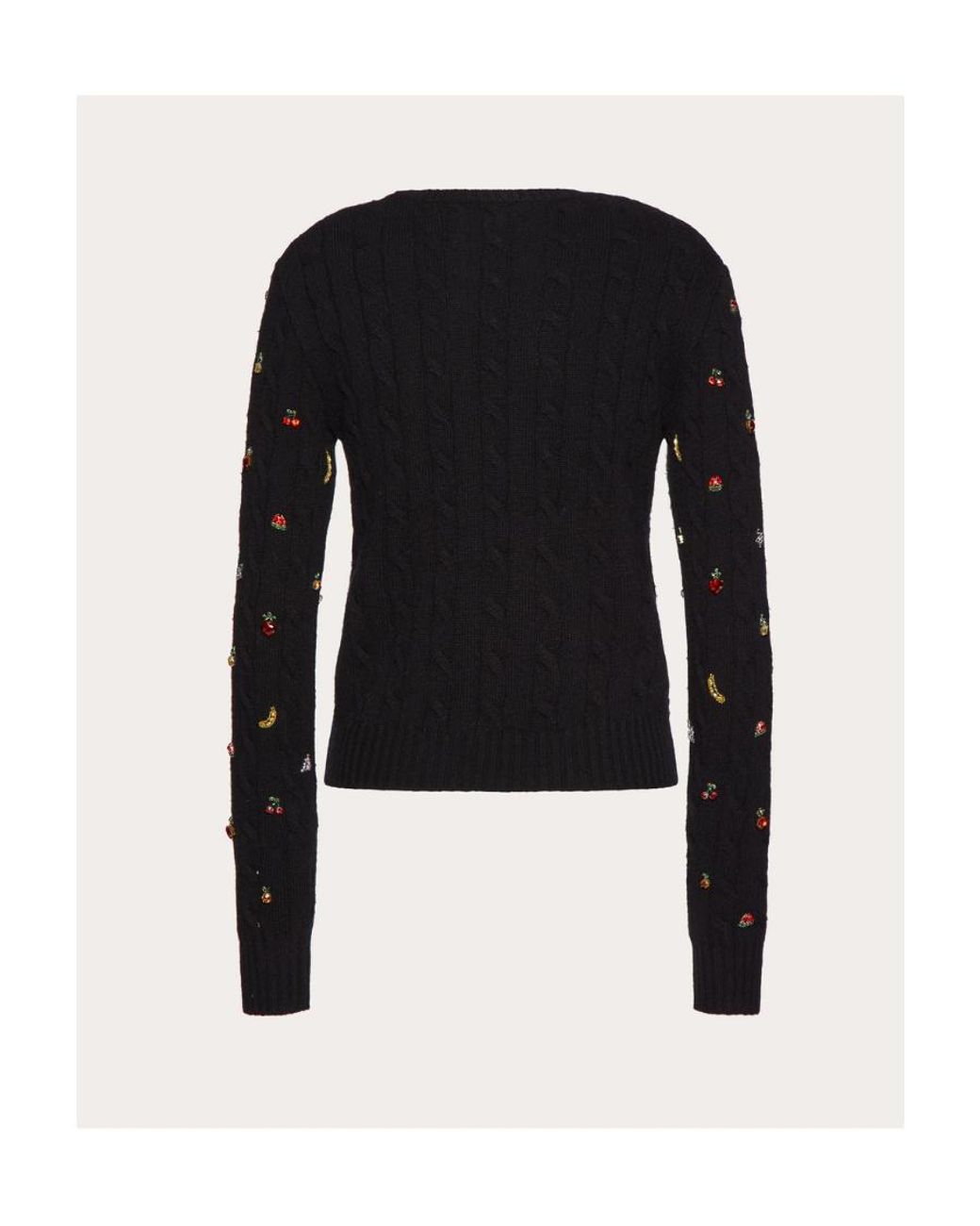 Valentino Black Long-Sleeved Wool Knitted Pullover