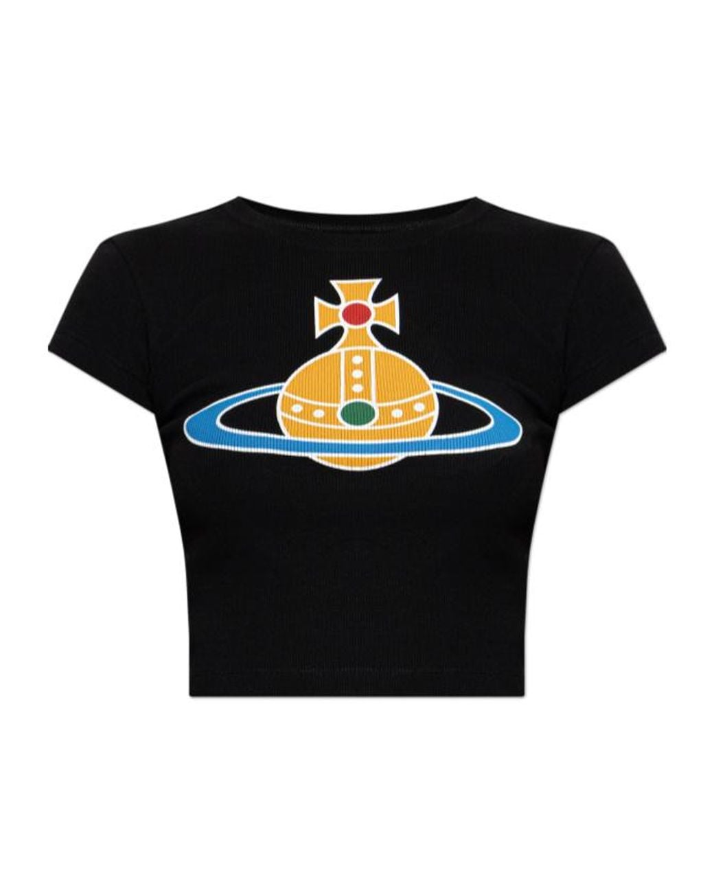 Vivienne Westwood Black Logo Printed Ribbed T-Shirt