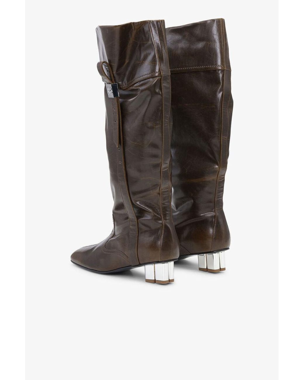 Ganni Brown Square-Toe Boots