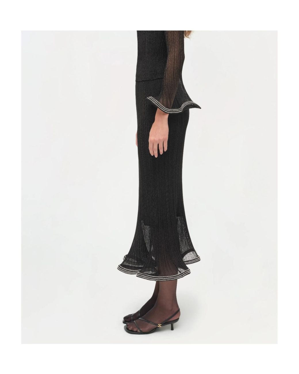 Jonathan Simkhai Black Ruffled Midi Skirt