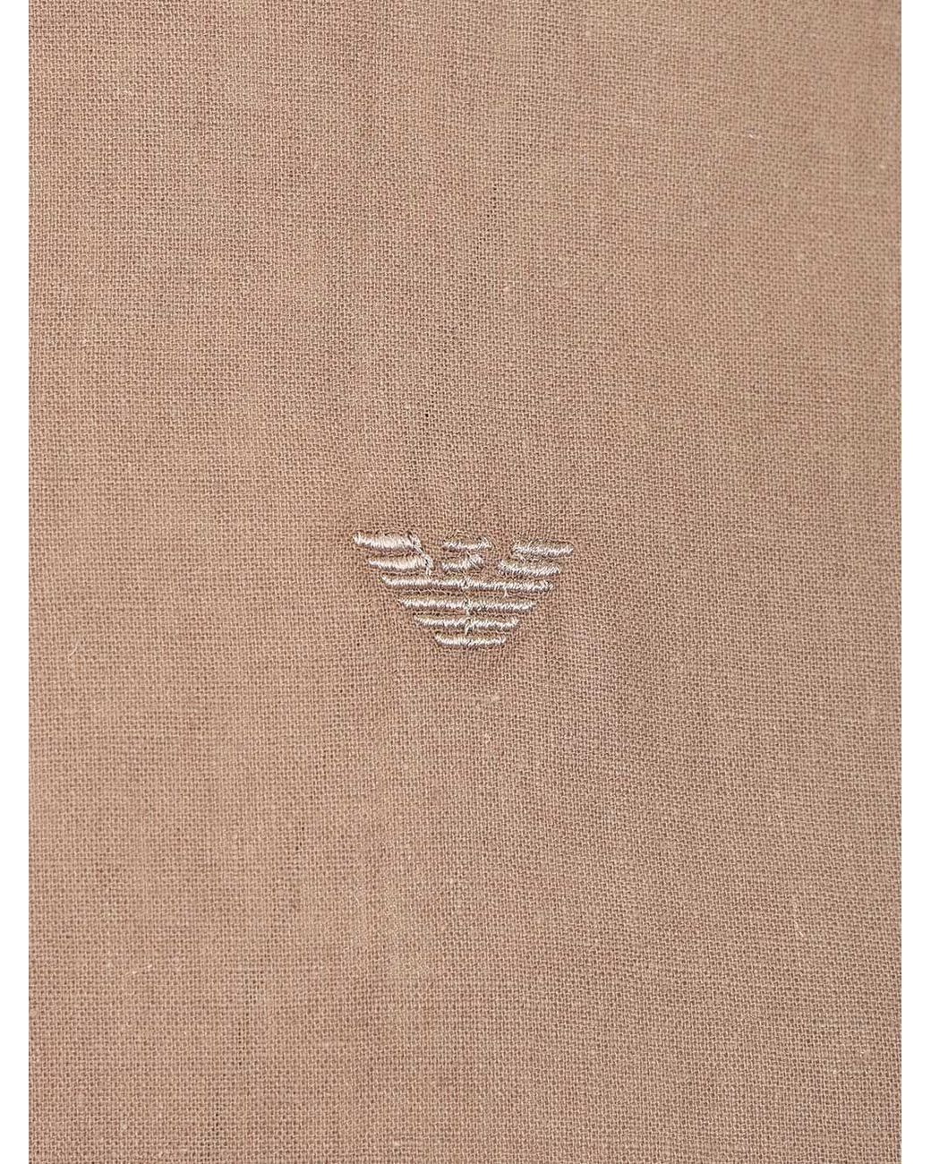 Emporio Armani Brown Linen Blend Regular Fit Shirt for men