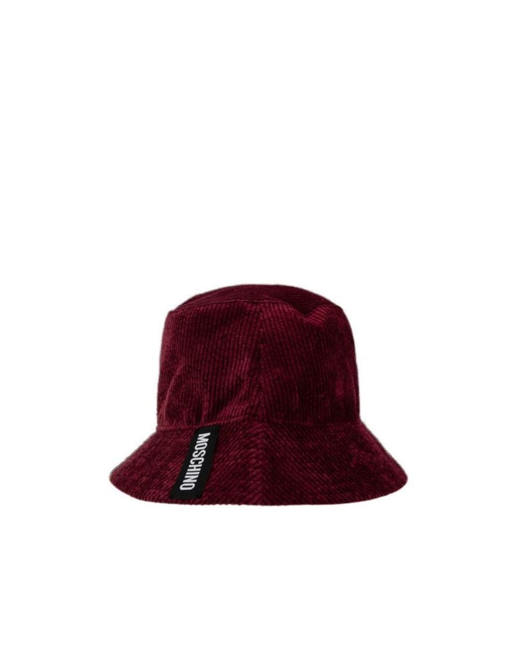 Moschino Red Logo Patch Bucket Hat for men