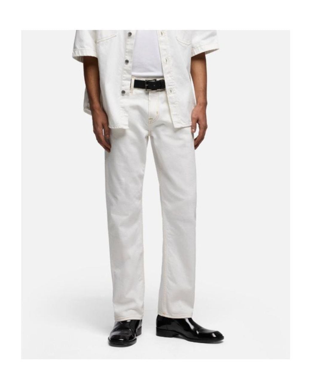 7 For All Mankind White Straight-Leg Jeans for men