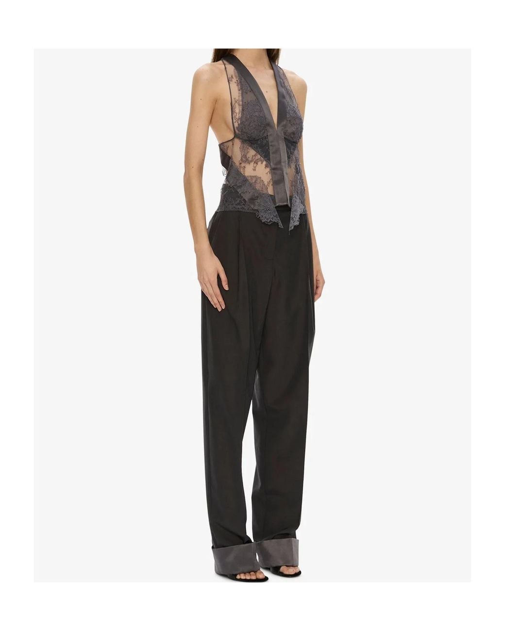 Christopher Esber Black Rowan Sateen-Cuffed Trousers