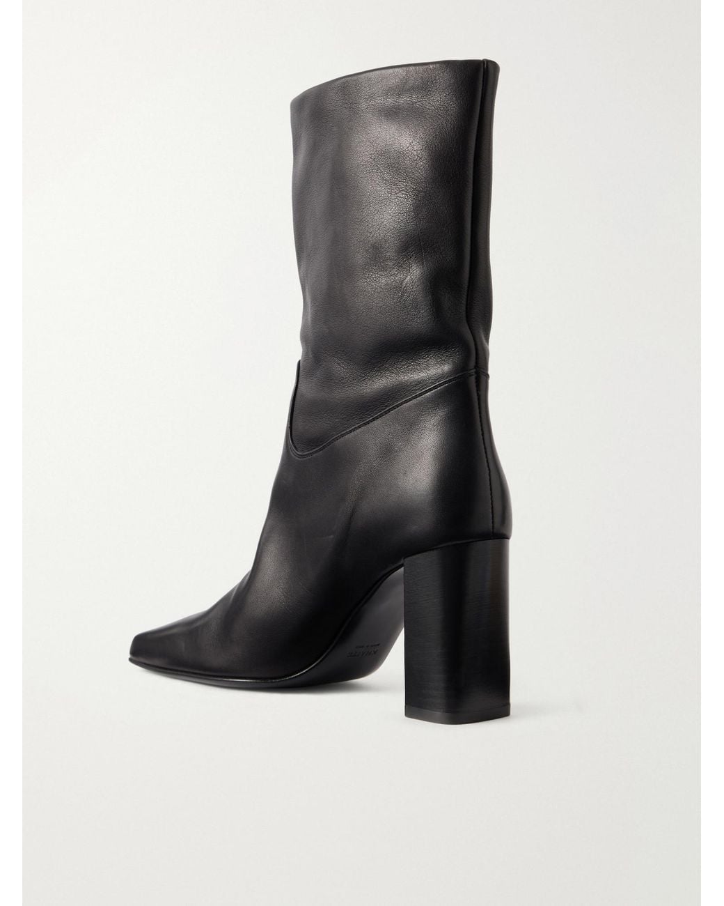 Khaite Black Leather Ankle Boots