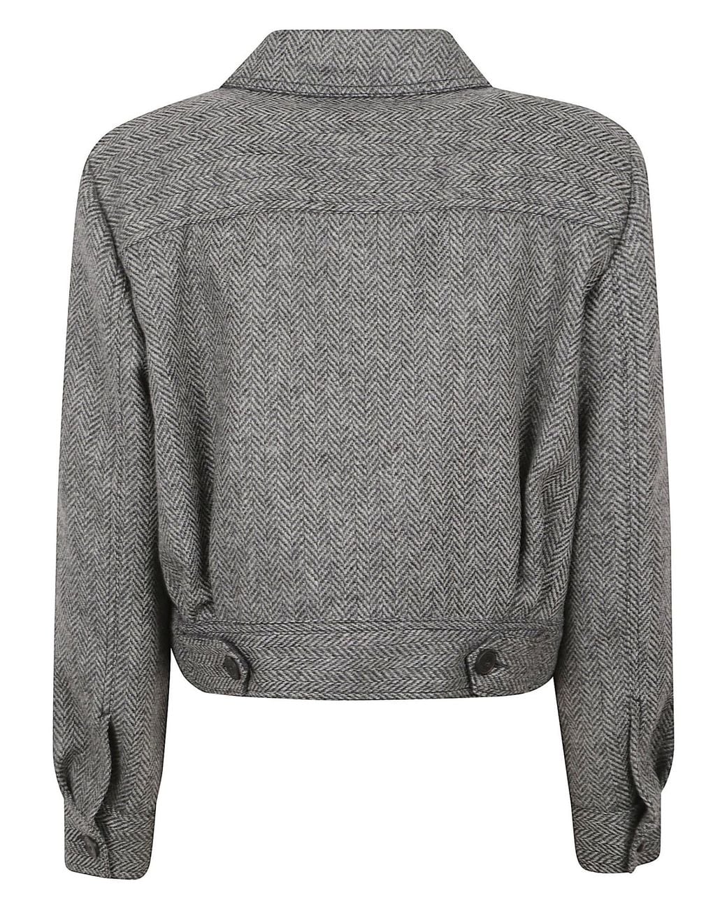 Weekend by Maxmara Gray Chevron Collared Jacket