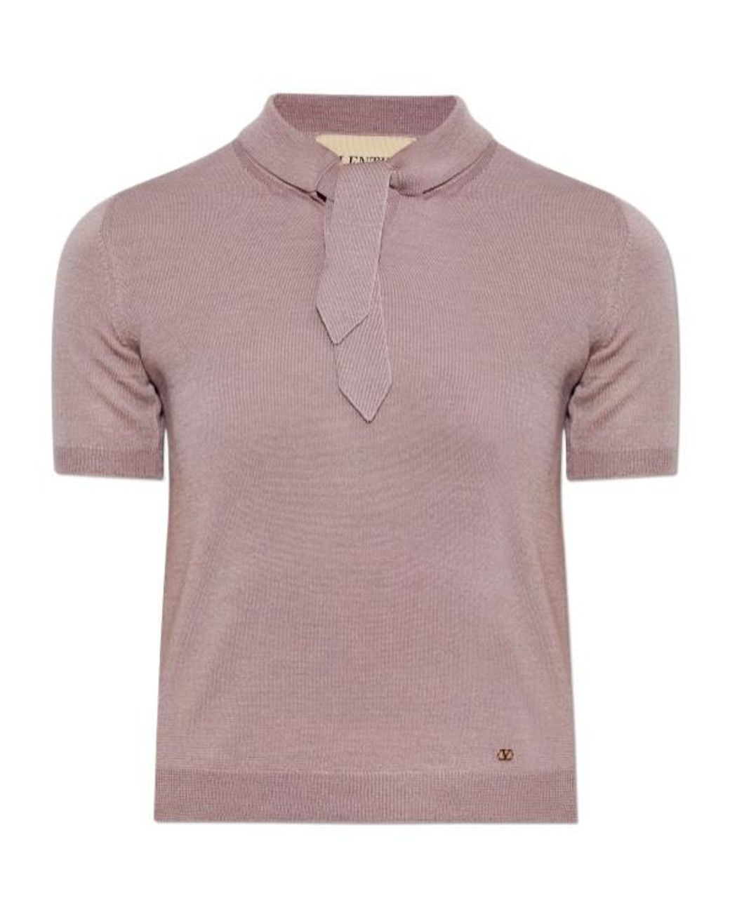 Valentino Purple Scarf Detailed Short-Sleeved Top
