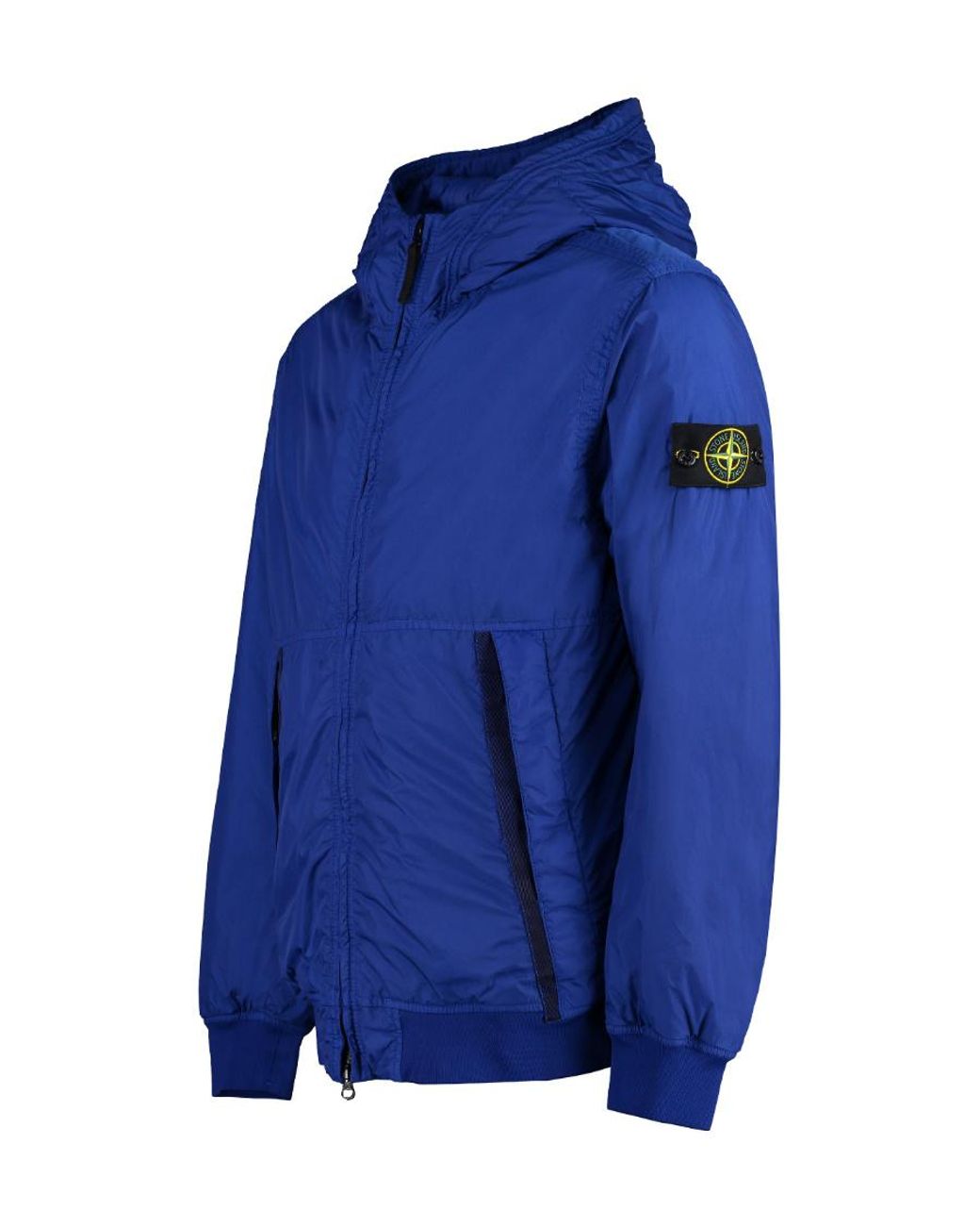 Stone Island Blue Compass-Patch Zip-Up Bomber Jacket for men