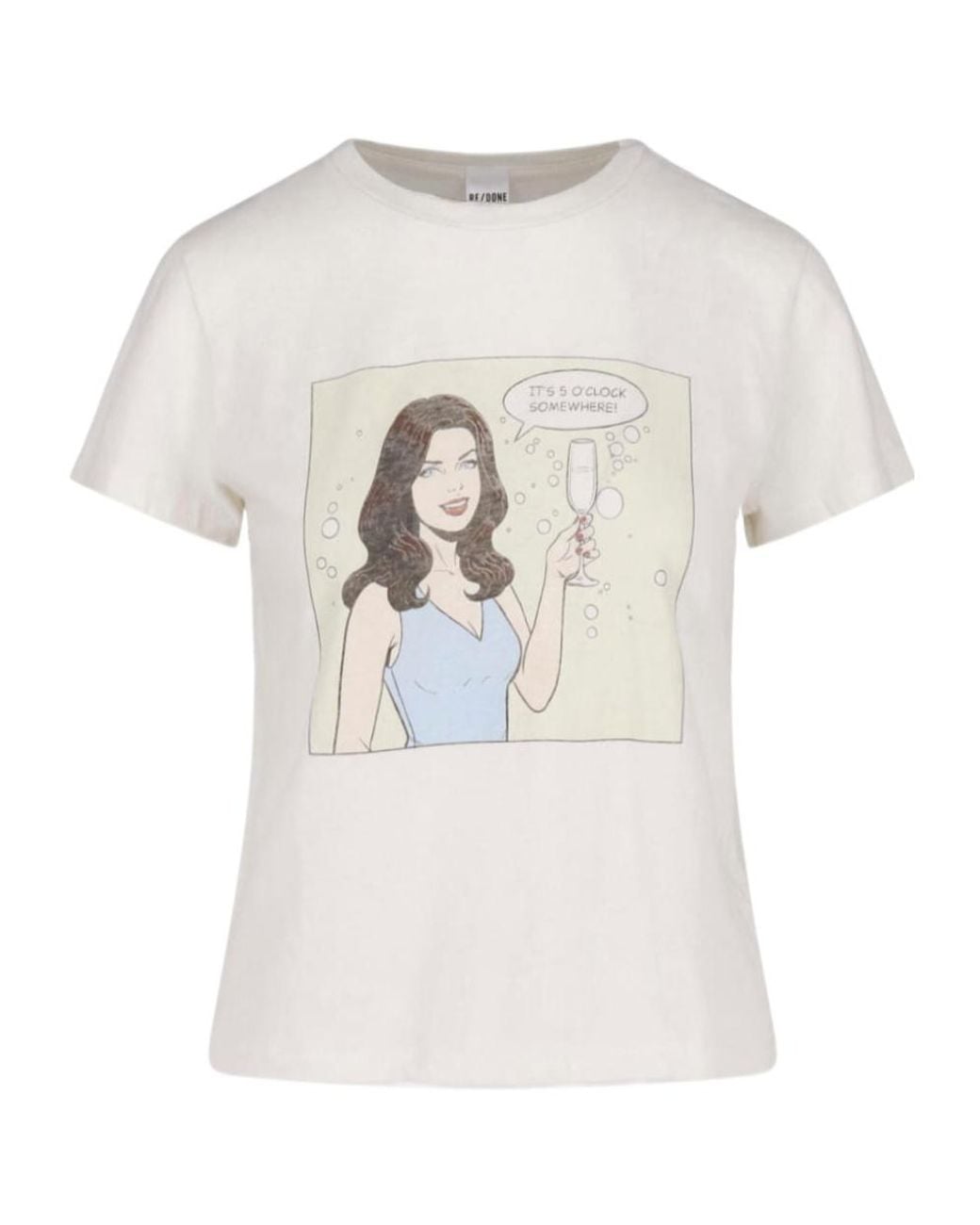 Re/done White Graphic Crew-Neck T-Shirt