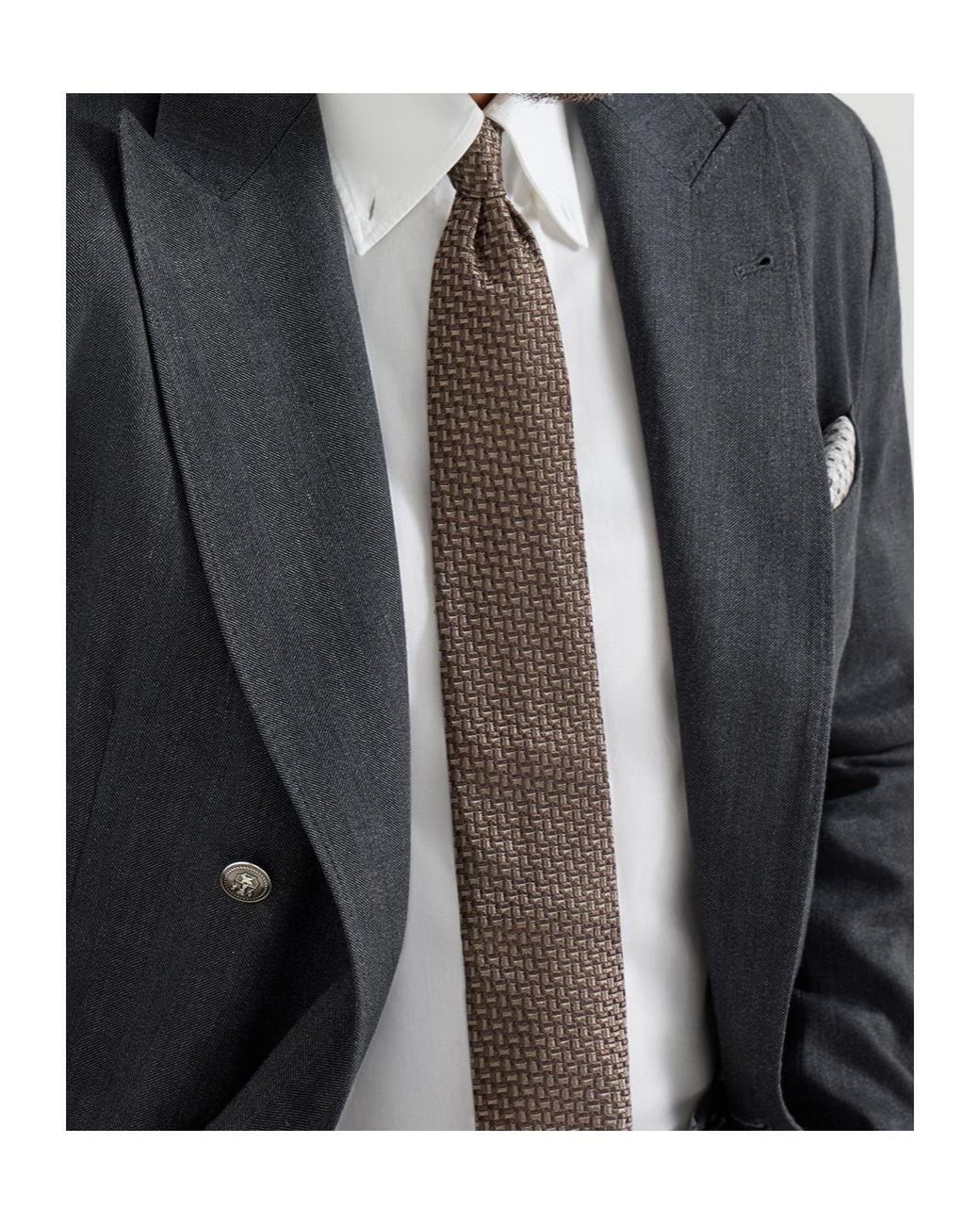 Brunello Cucinelli White Texture Tie for men