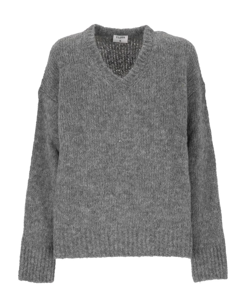 Filippa K Gray Oversized V-Neck Knitted Sweater