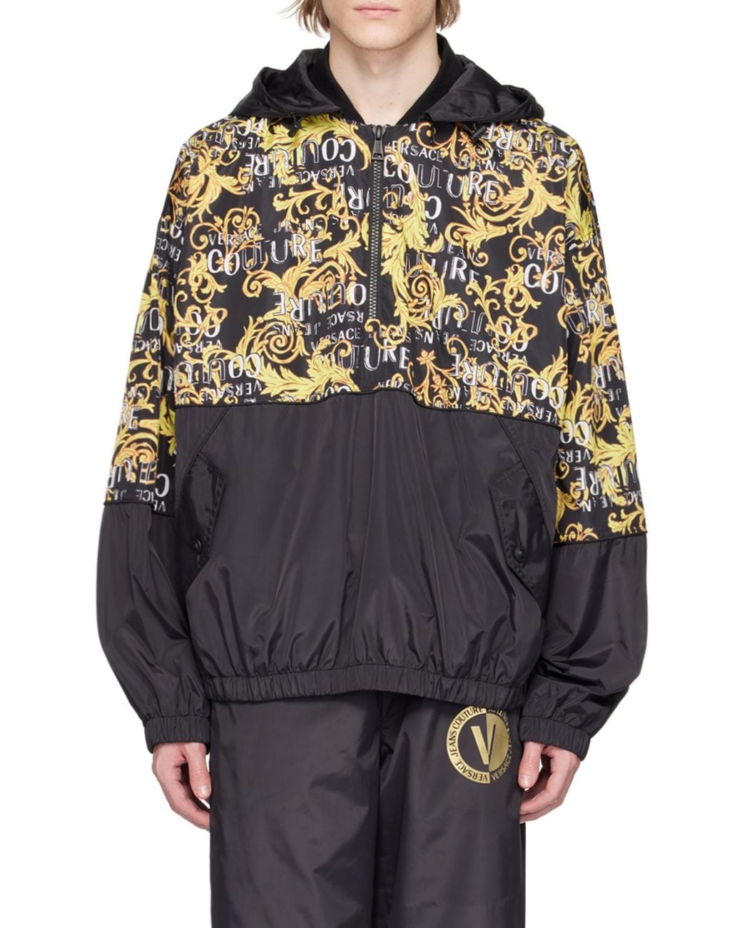 Versace Jeans Black Logo-Print Hoodie for men