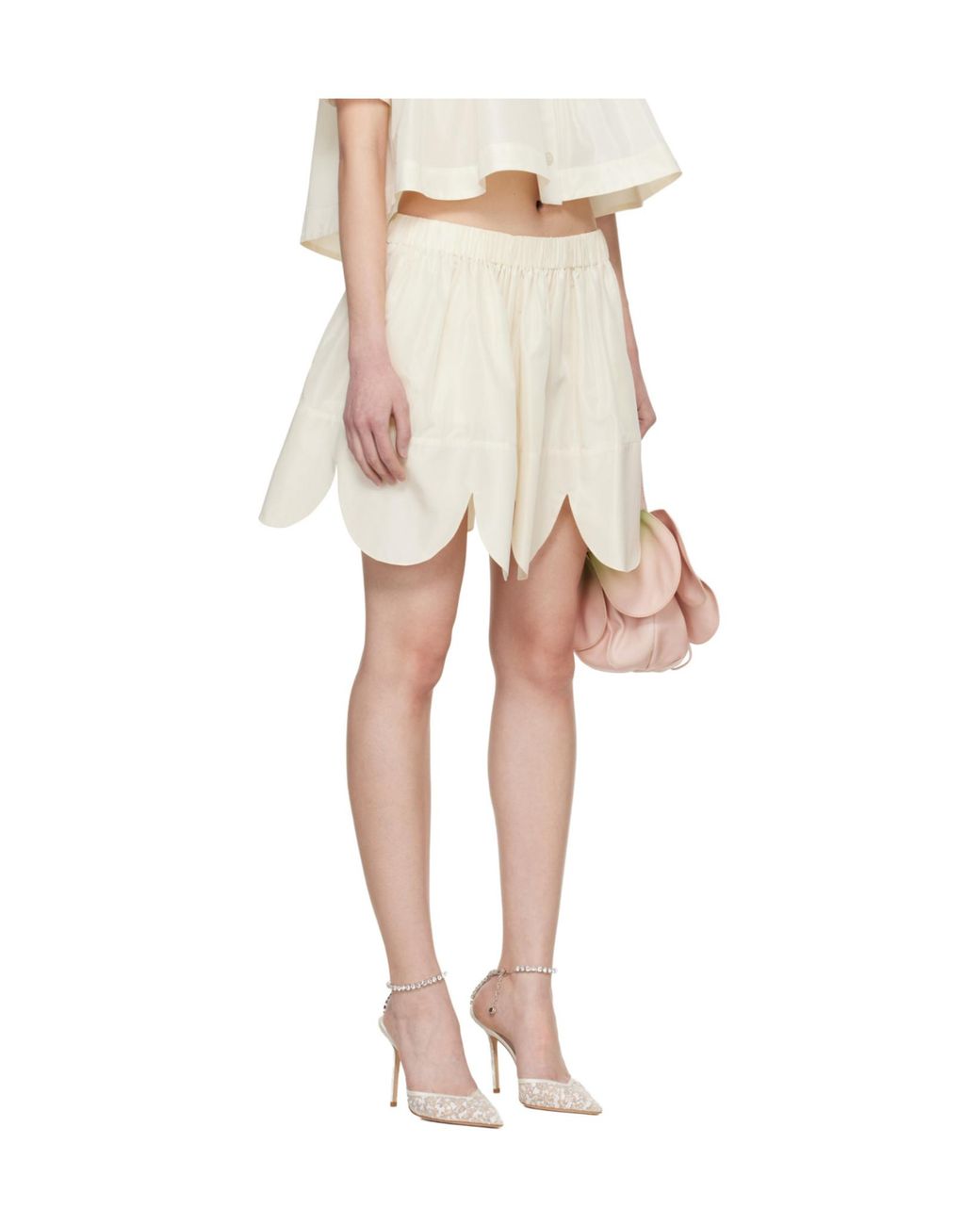 Simone Rocha Natural Petal-Trimmed Mini Skirt