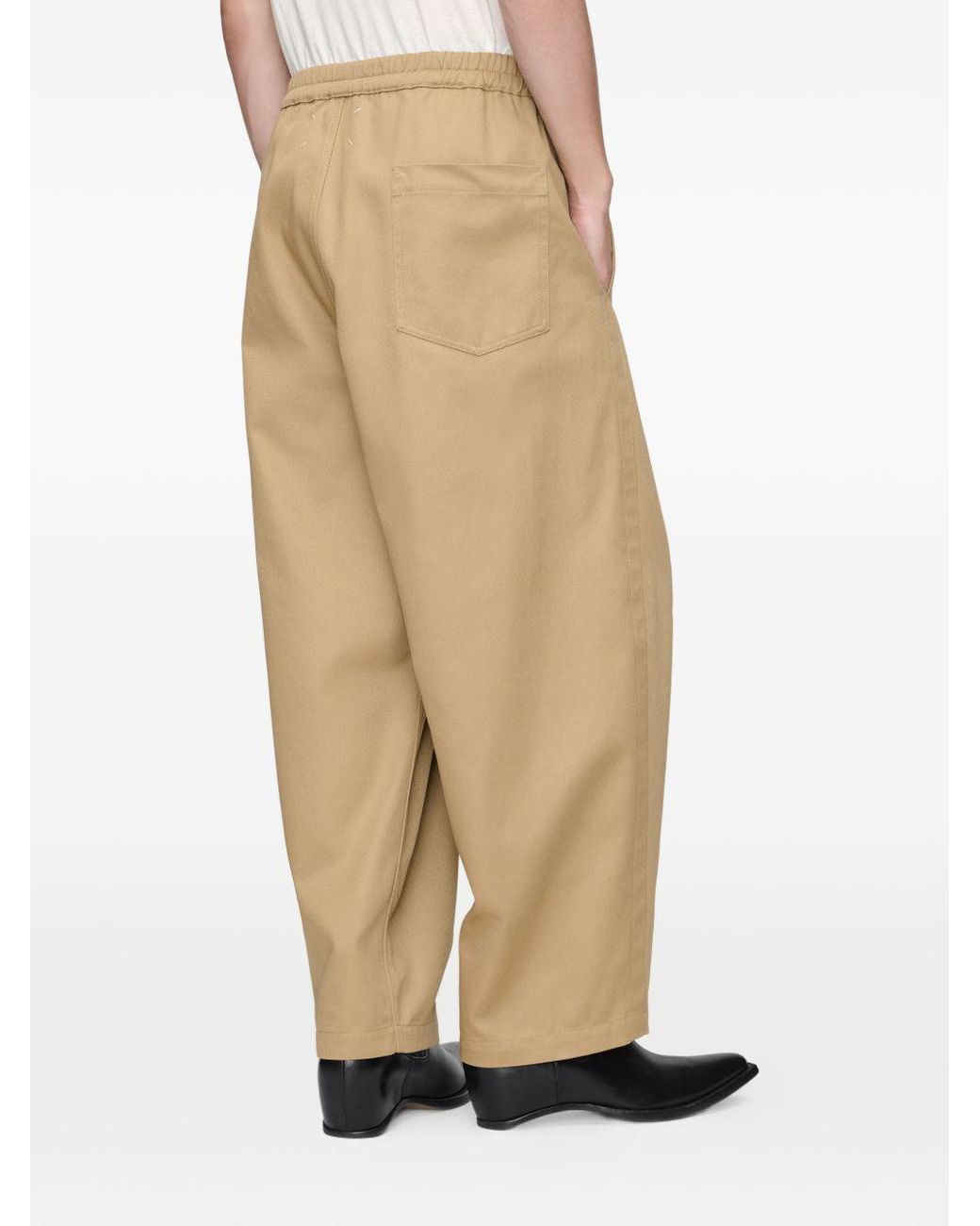 Maison Margiela Natural Pleated Wide-Leg Pants for men