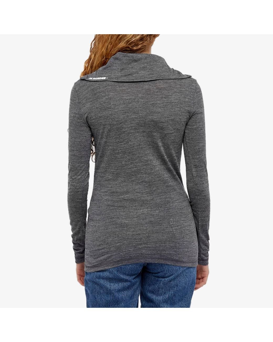 Jil Sander Gray Roll-Neck Knitted Top